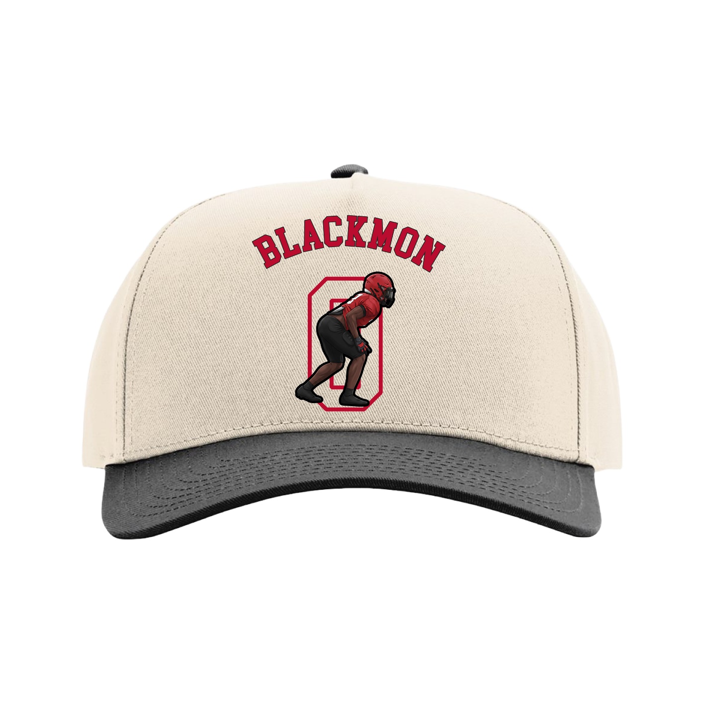 Full Fabric Five-Panel Champ Cap — Shirsey Arch in Cream/Black