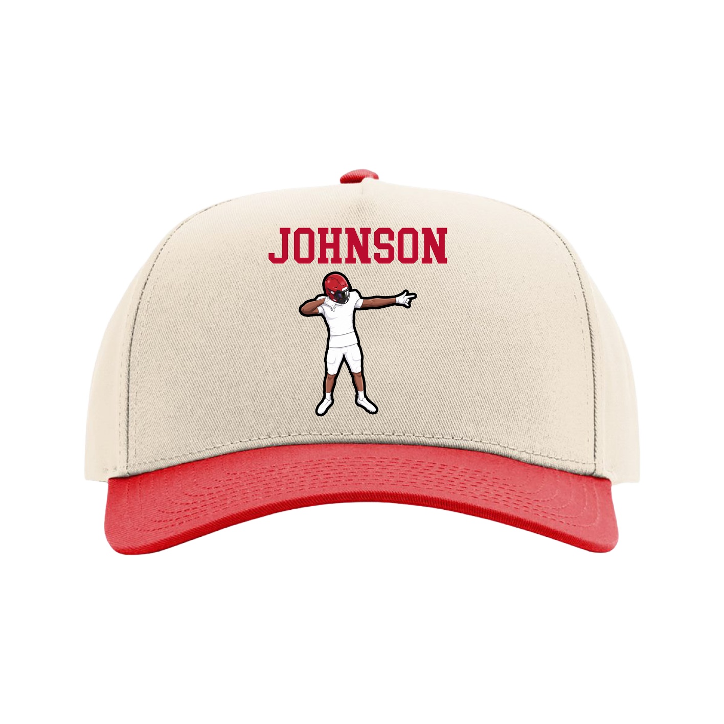 Full Fabric Five-Panel Champ Cap — Shirsey in Cream/Red