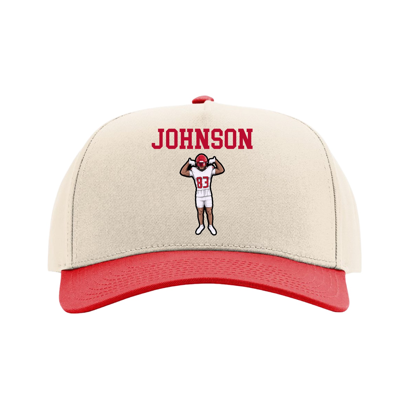 Full Fabric Five-Panel Champ Cap — Shirsey in Cream/Red