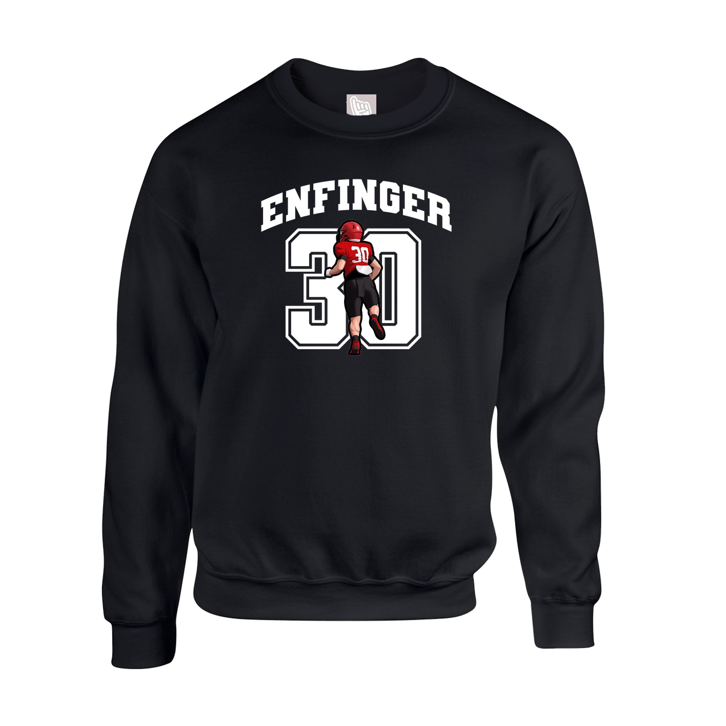 Fleece Crew — Number in Black