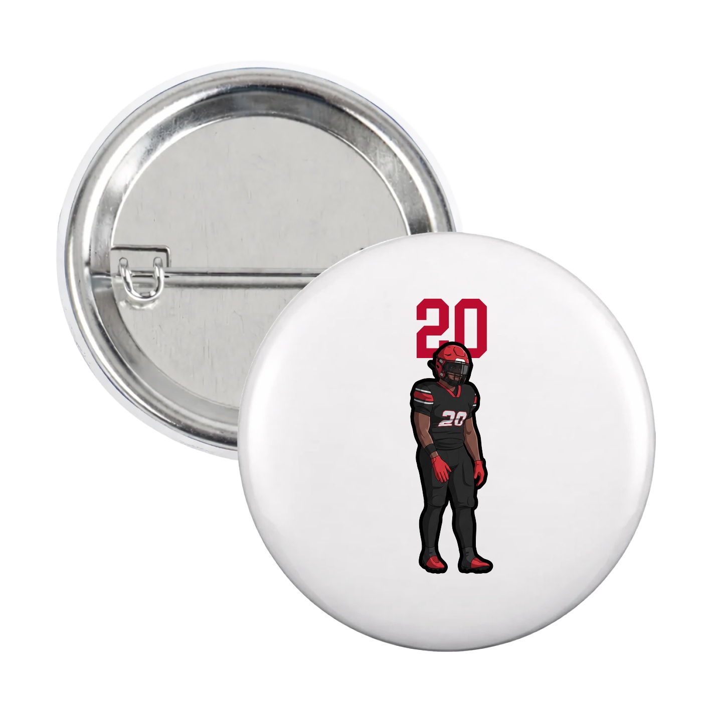 Game Day Button — Number Top in White