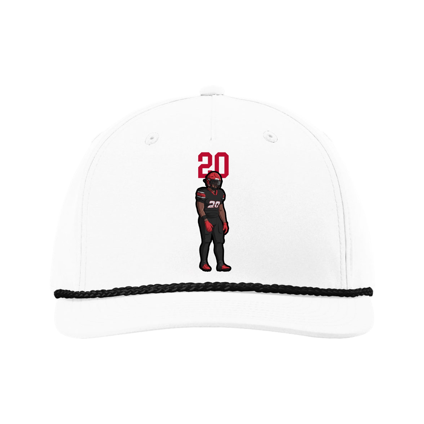 Five-Panel Classic Rope Cap — Number Top in White