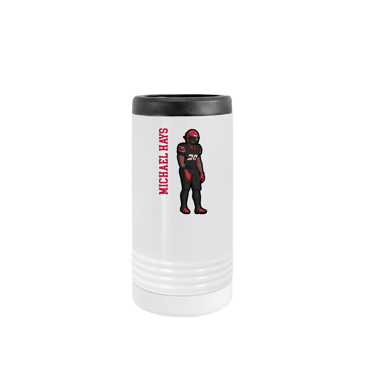 Slim Beverage Holder — Name Vertical in White