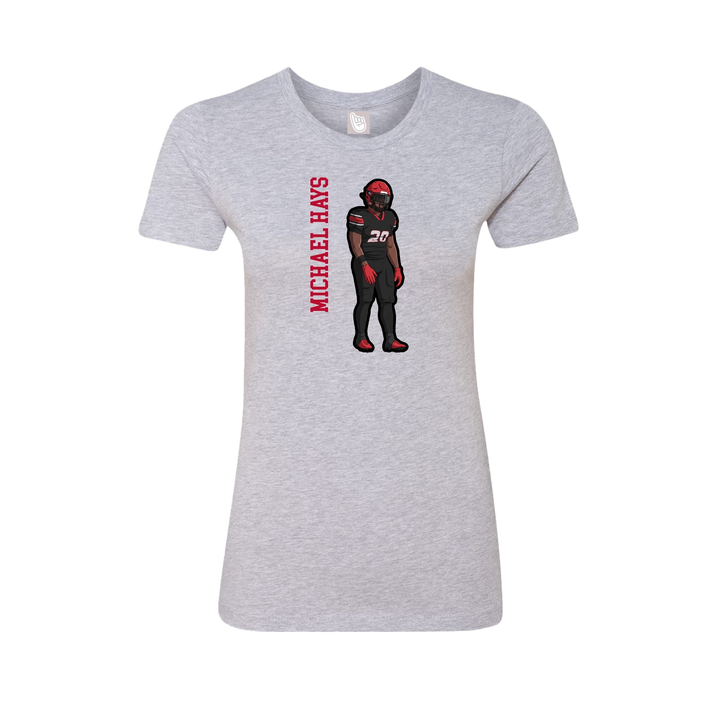 Fitted Women's Tee — Name Vertical in Grey