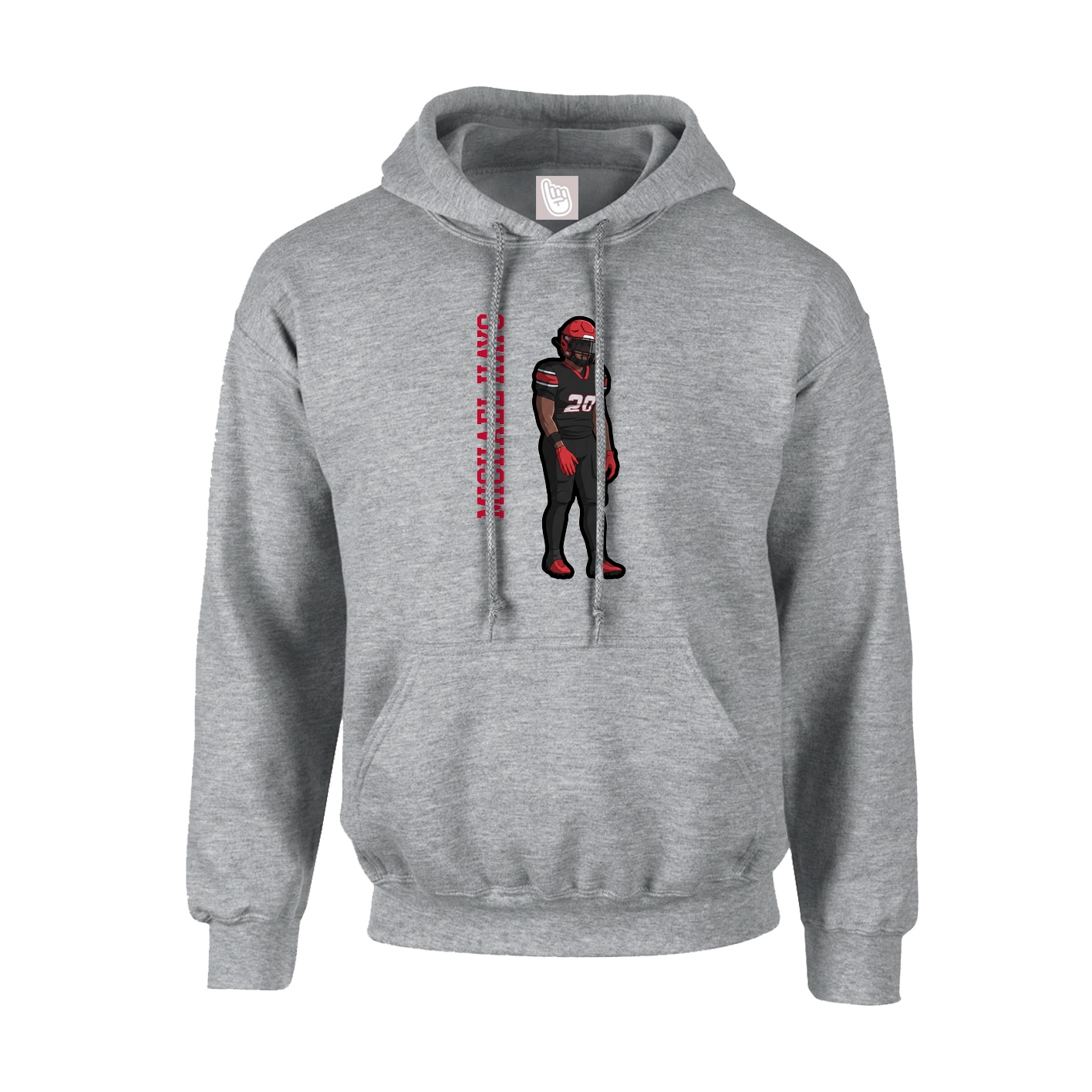 Hoodie — Name Vertical in Grey