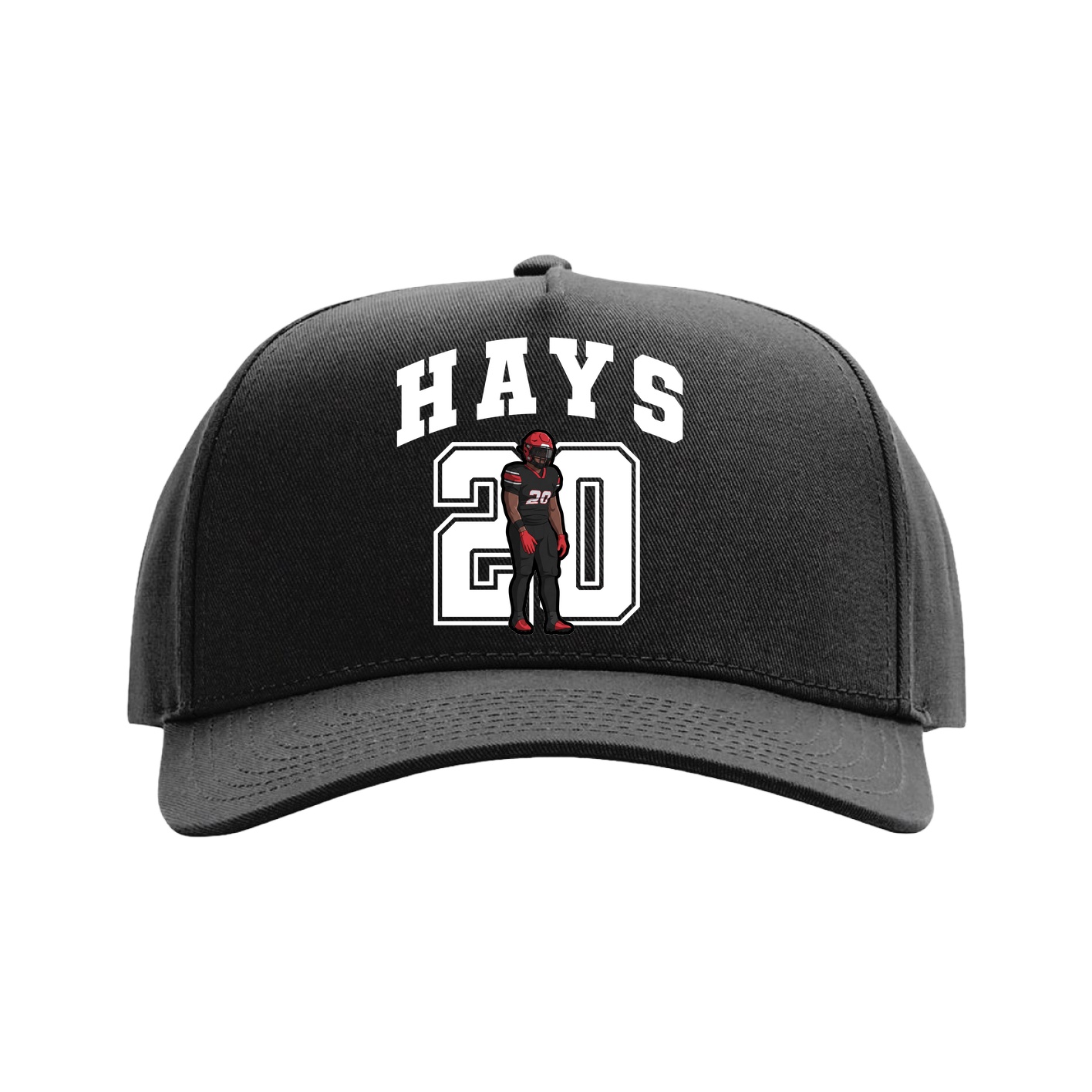 Full Fabric Five-Panel Champ Cap — Number in Black