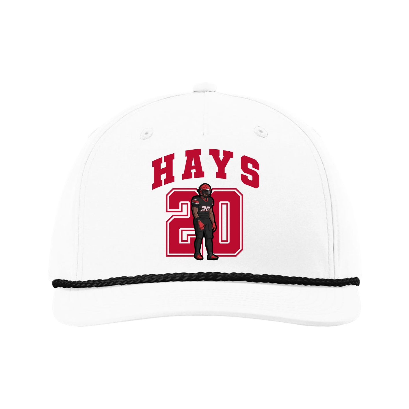 Five-Panel Classic Rope Cap — Number in White