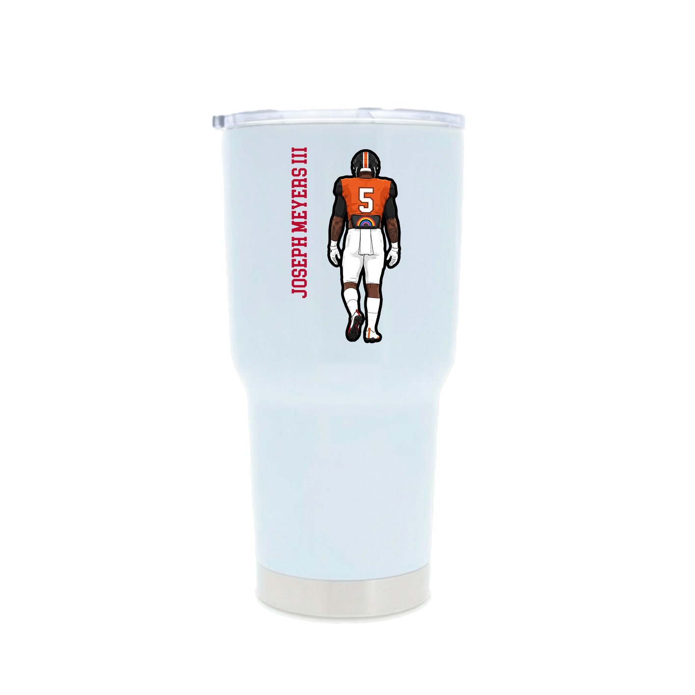 30oz Stainless Steel Tumbler — Name Vertical in White