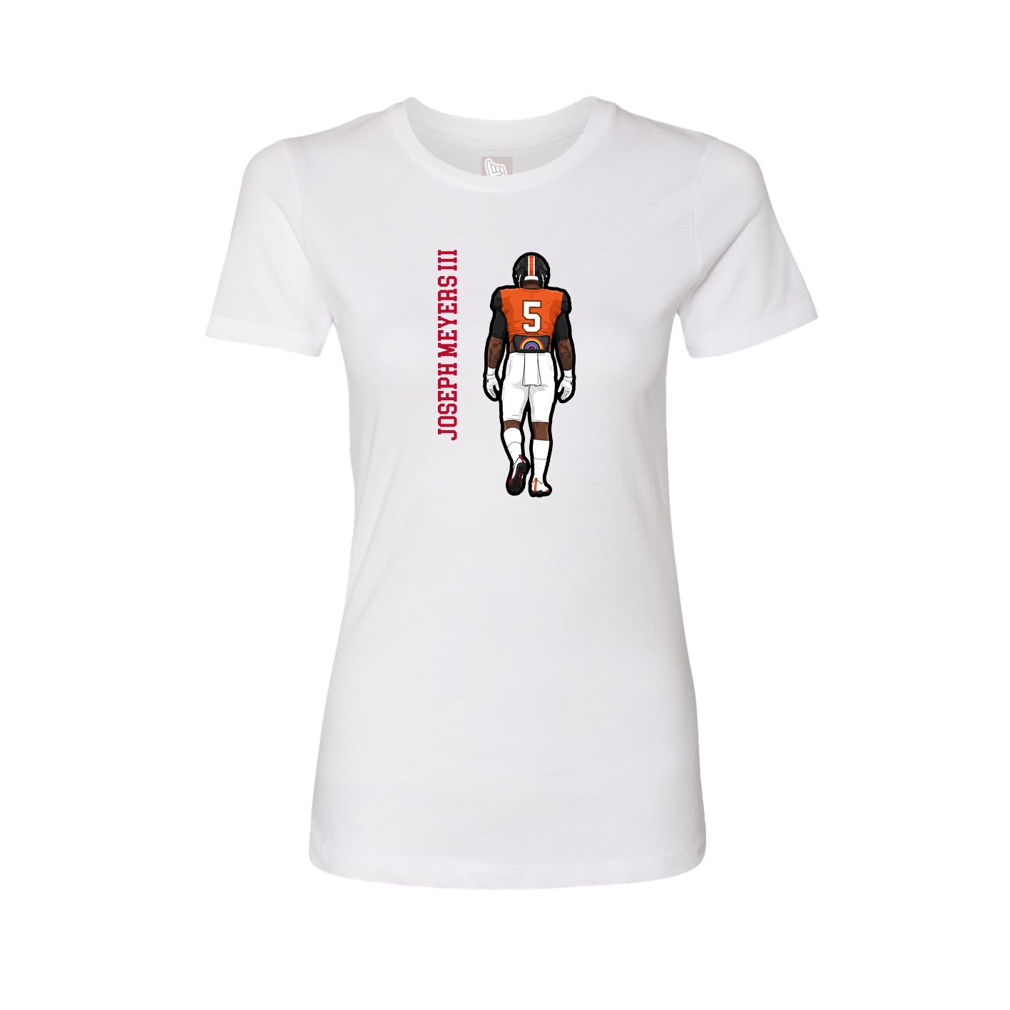 Womens Tee — Name Vertical in White