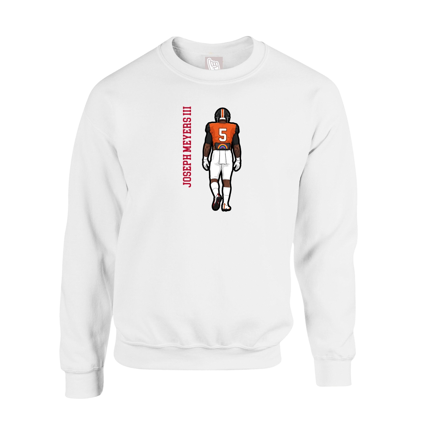 Fleece Crew — Name Vertical in White