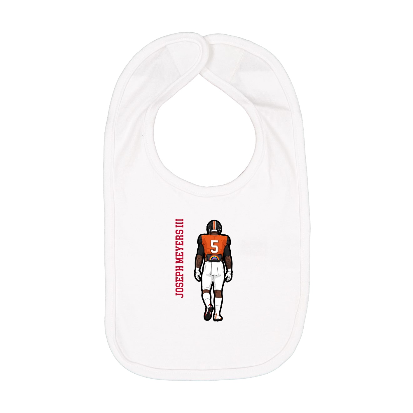 Infant Bib — Name Vertical in White