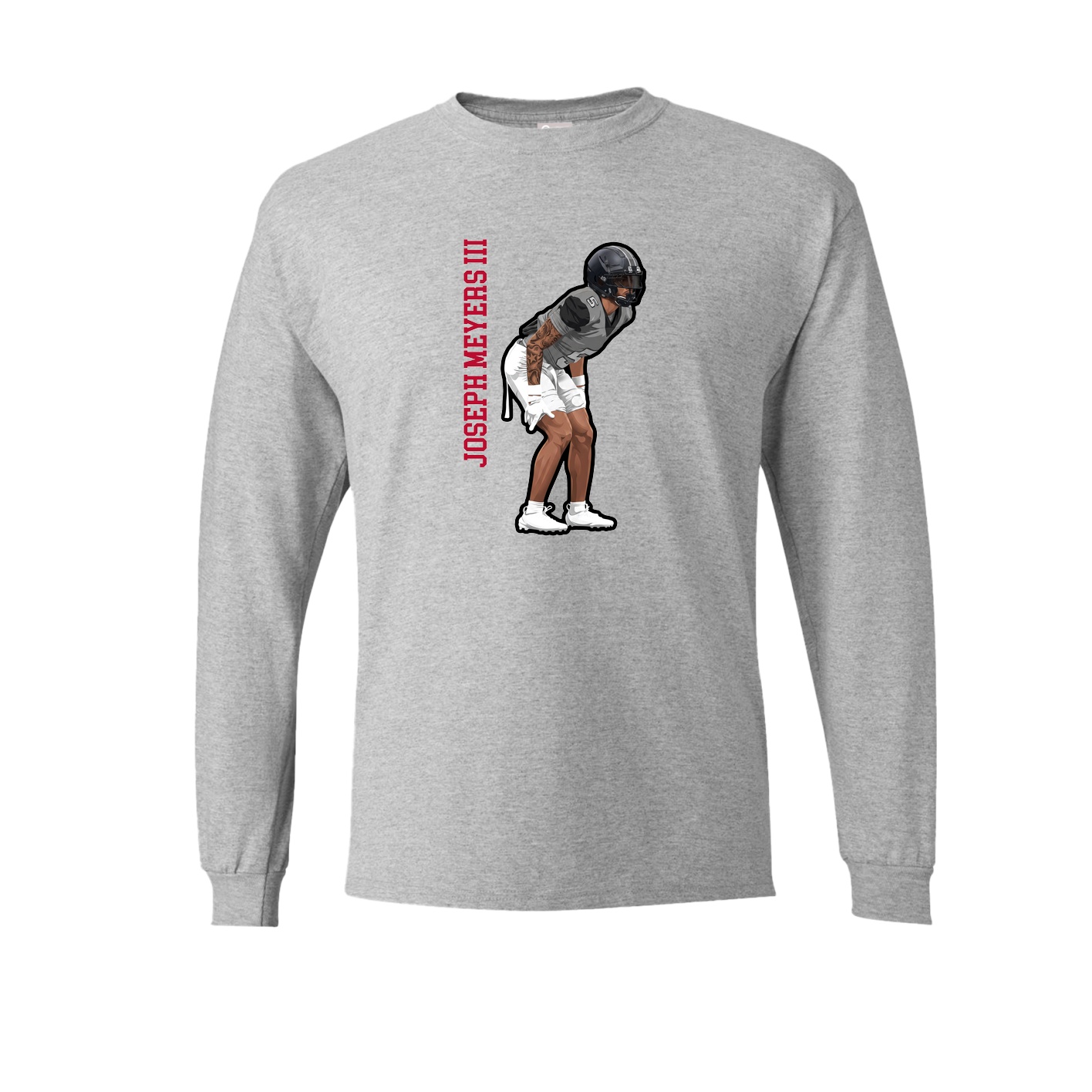 Long Sleeve Tee — Name Vertical in Grey