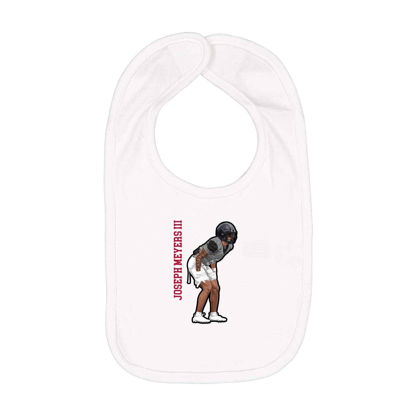 Infant Bib — Name Vertical in White