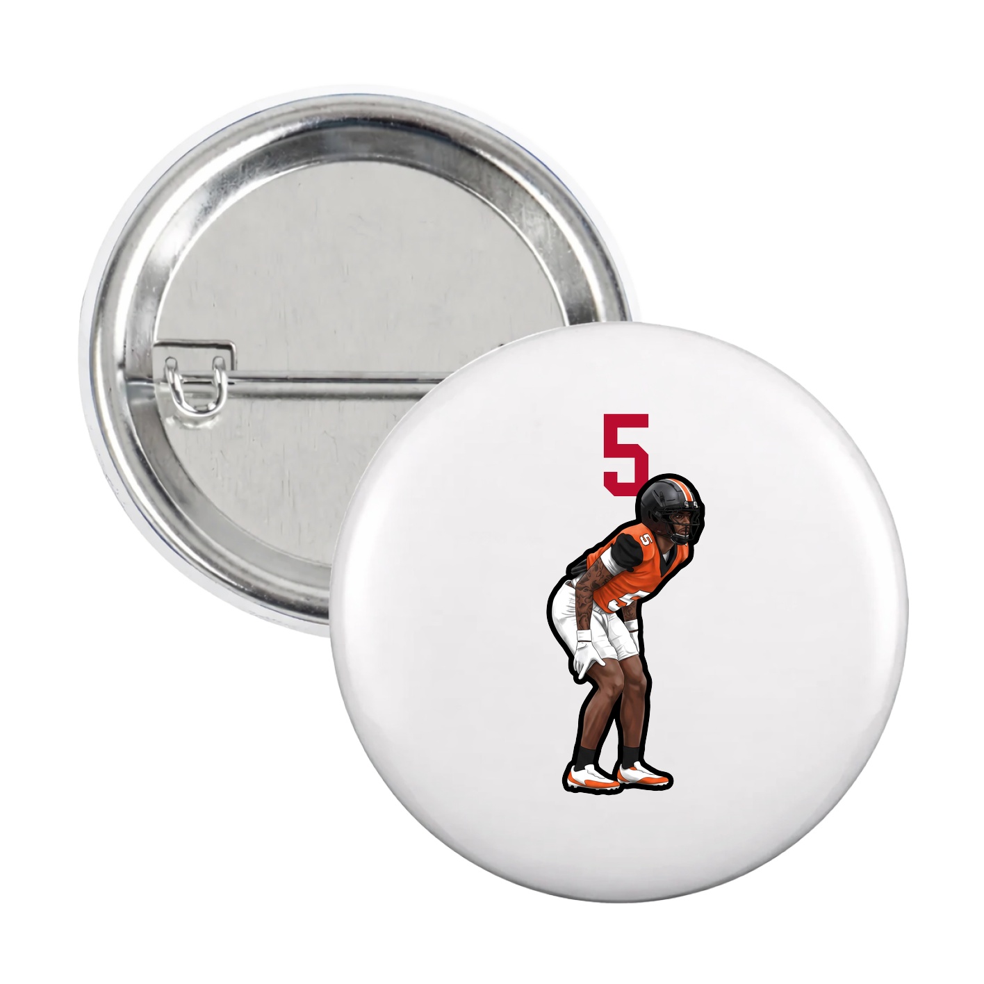 Game Day Button — Number Top in White