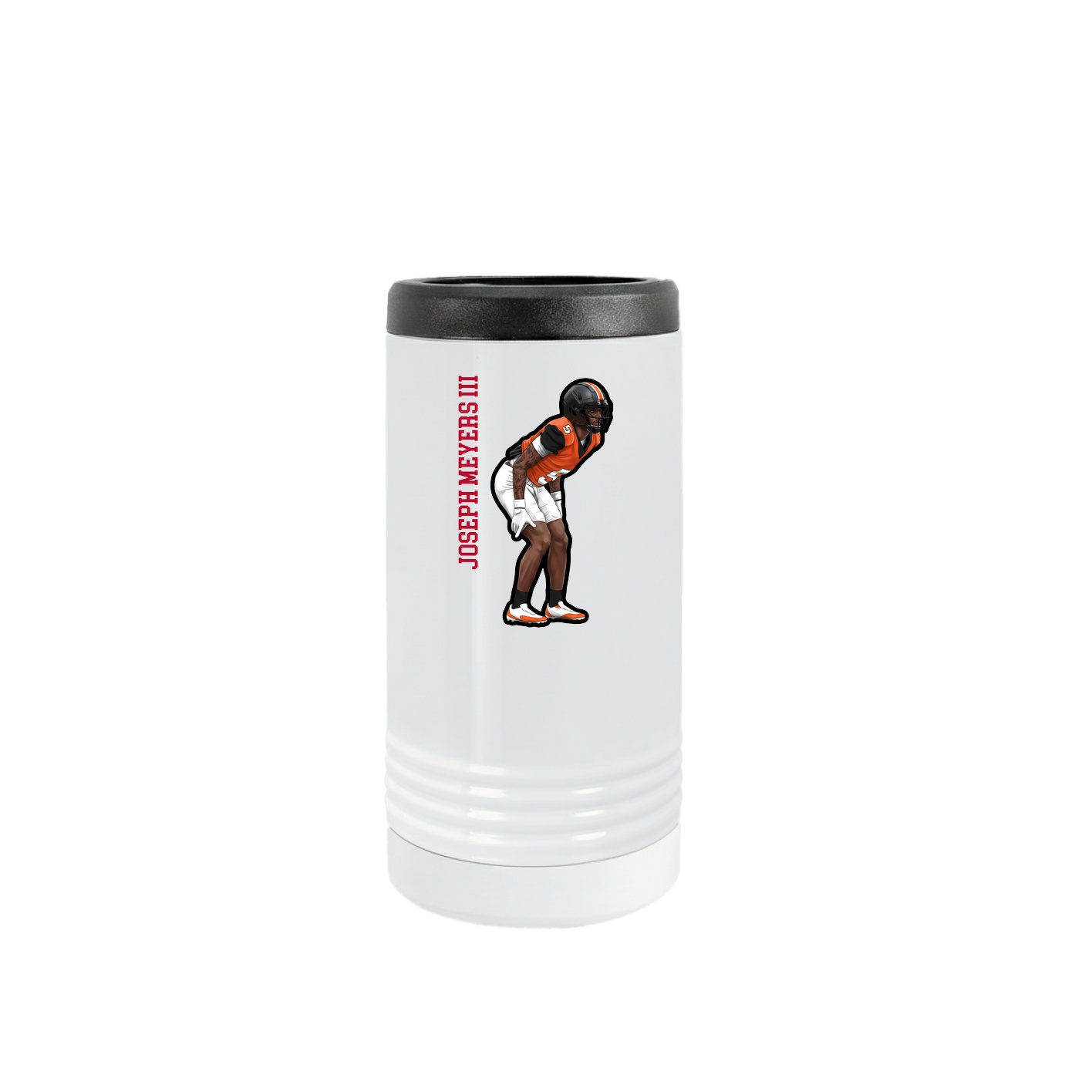 Slim Beverage Holder — Name Vertical in White