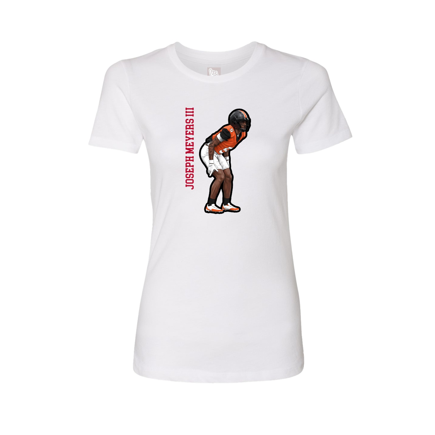 Womens Tee — Name Vertical in White