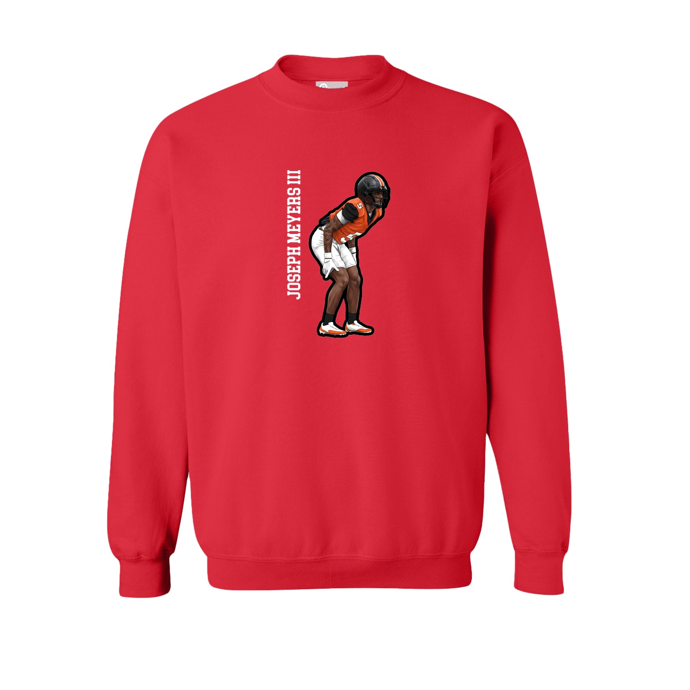 Fleece Crew — Name Vertical in Red