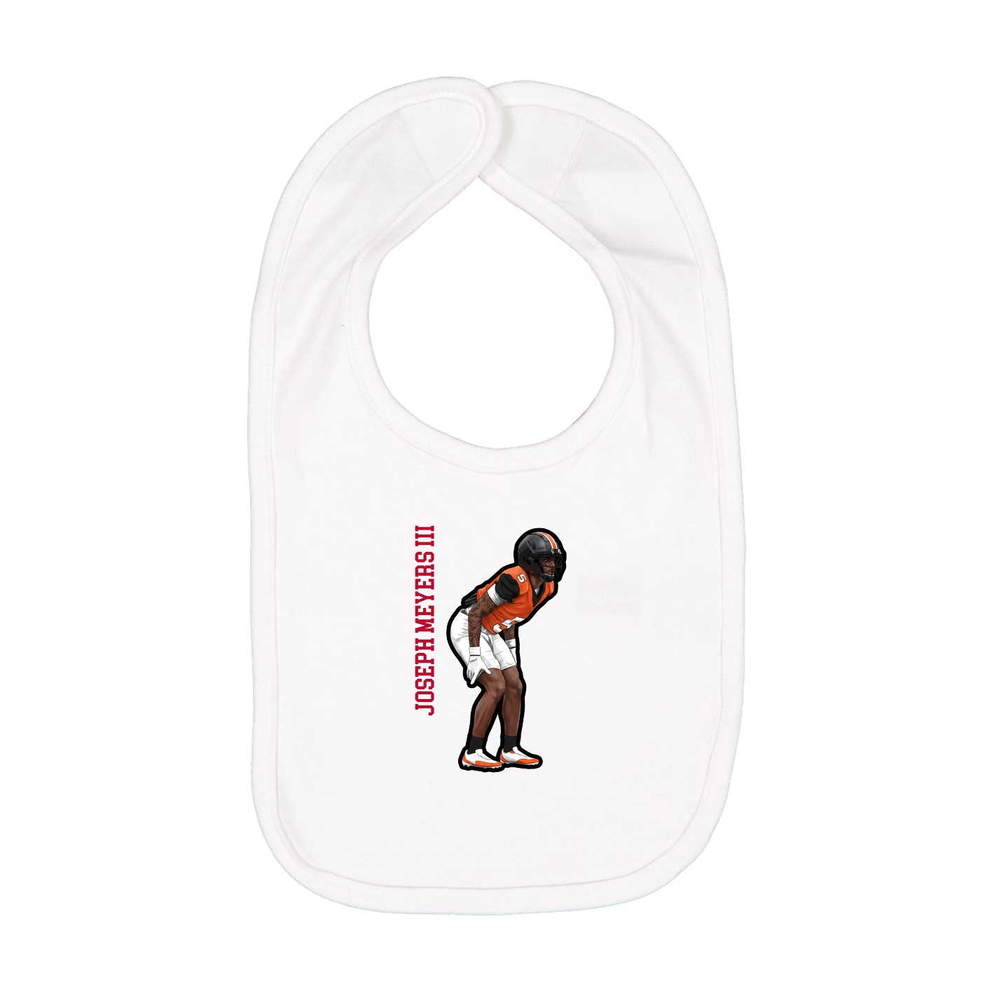 Infant Bib — Name Vertical in White