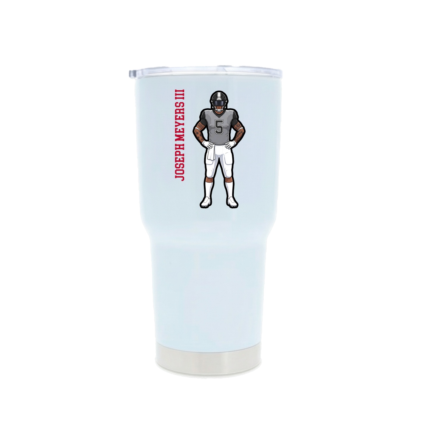 30oz Stainless Steel Tumbler — Name Vertical in White