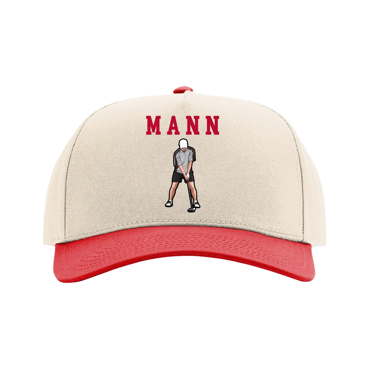 Full Fabric Five-Panel Champ Cap — Shirsey in Cream/Red