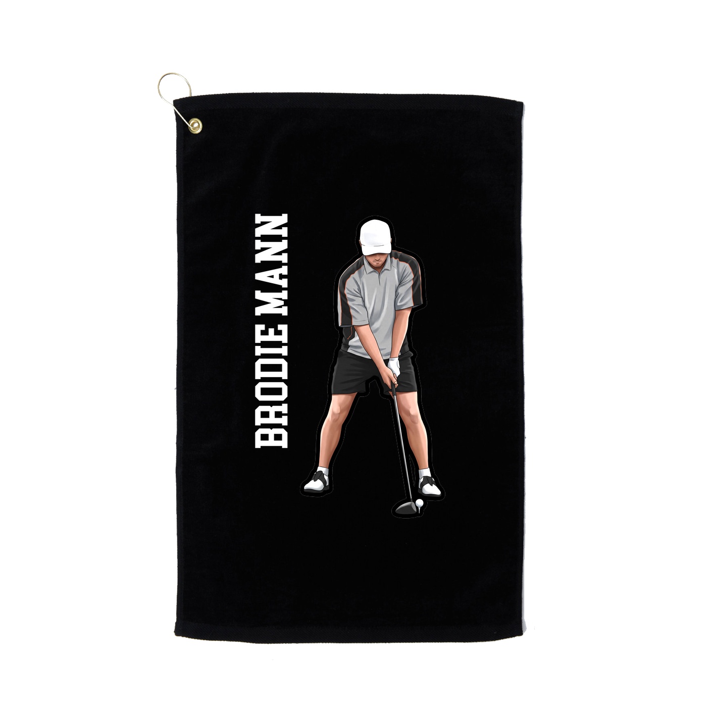 Golf Towel — Name Vertical in Black