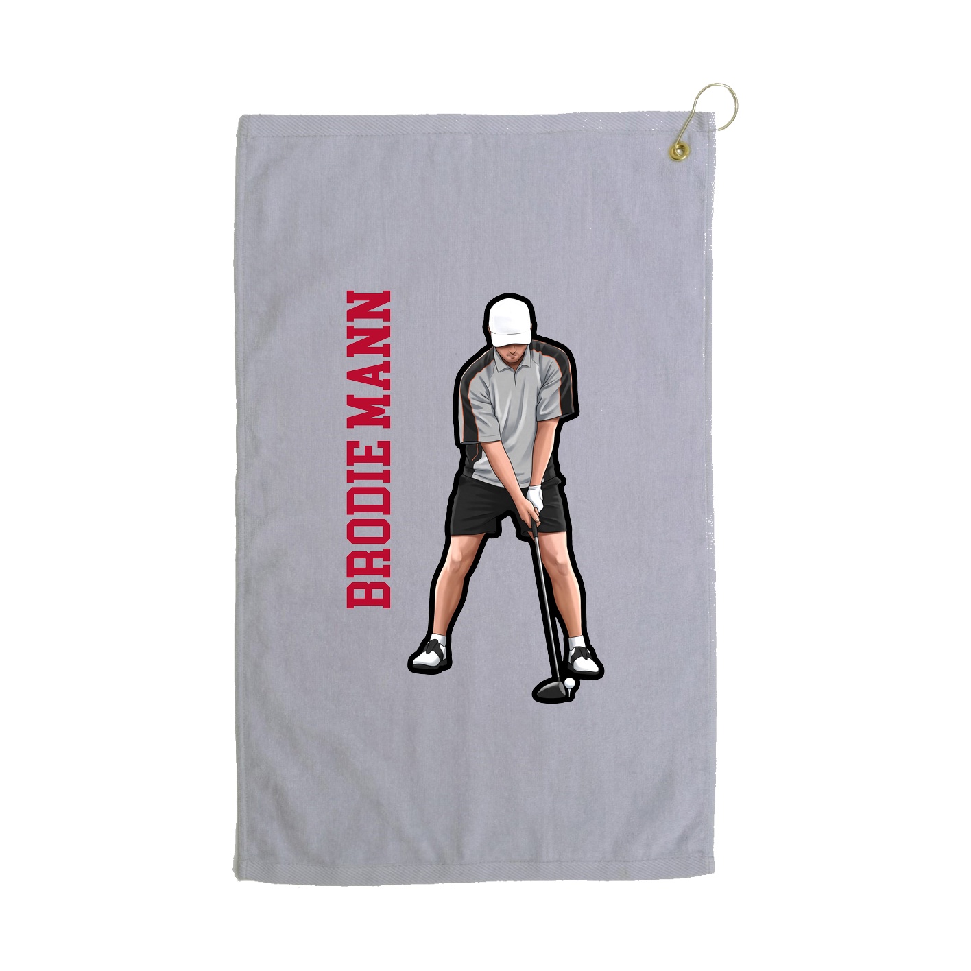Golf Towel — Name Vertical in Grey
