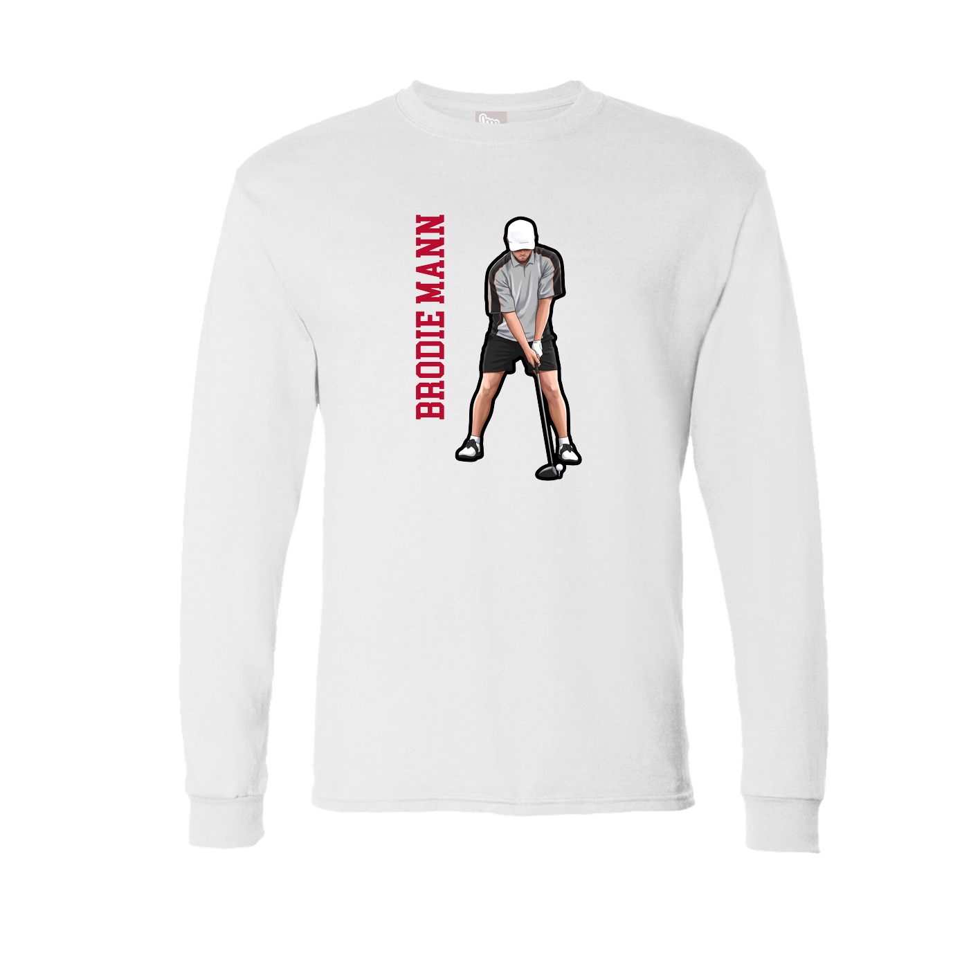 Long Sleeve Tee — Name Vertical in White