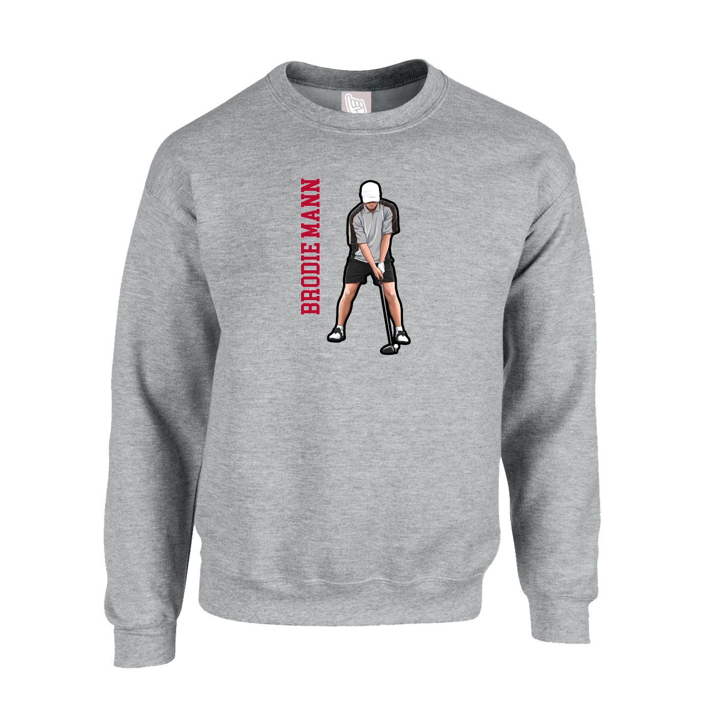 Fleece Crew — Name Vertical in Grey