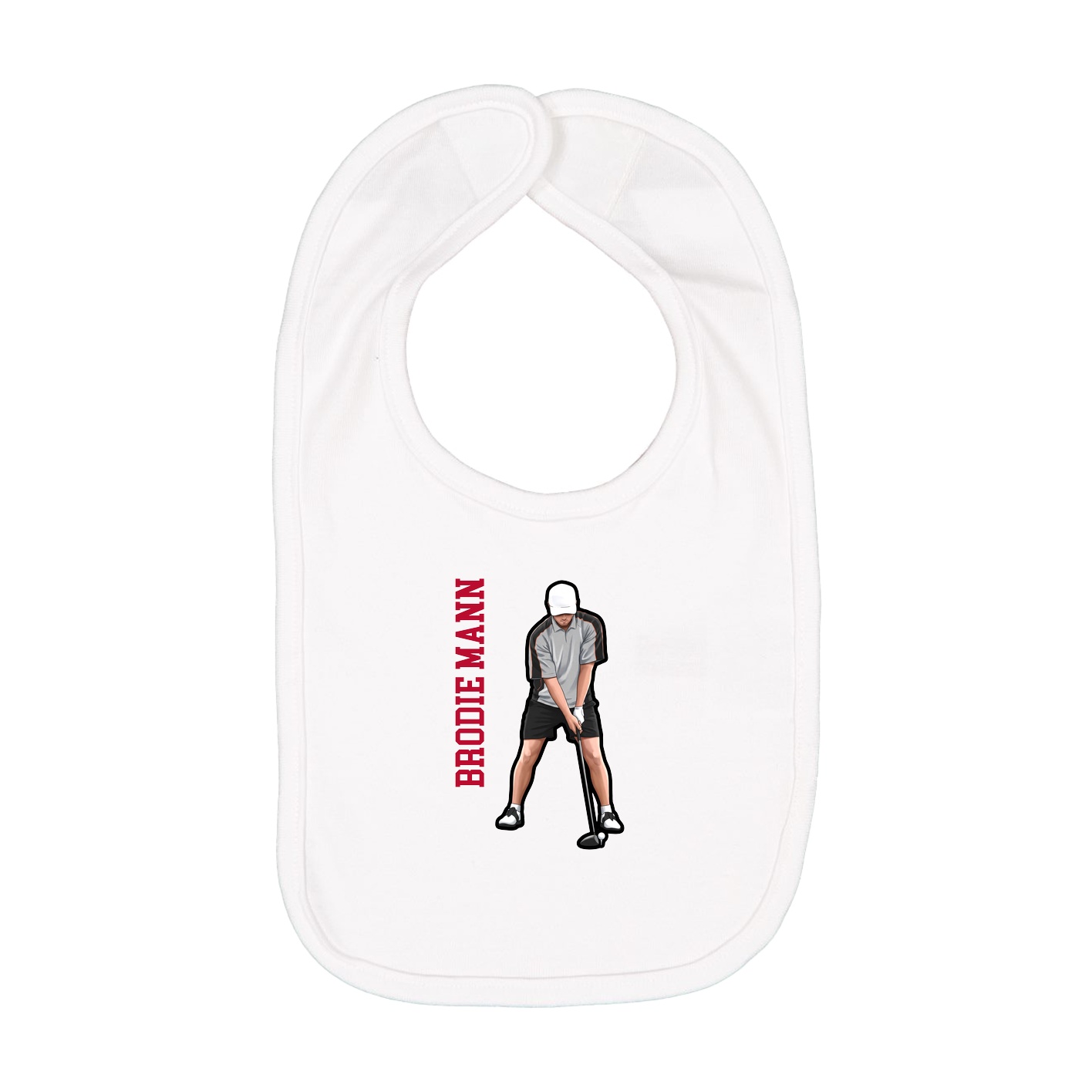 Infant Bib — Name Vertical in White