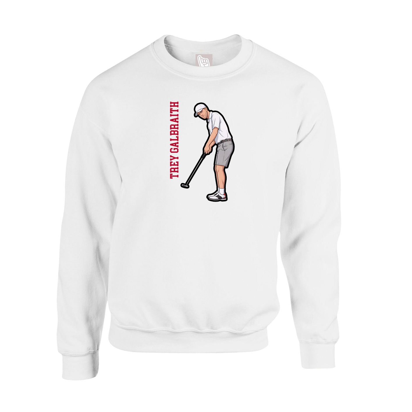 Fleece Crew — Name Vertical in White