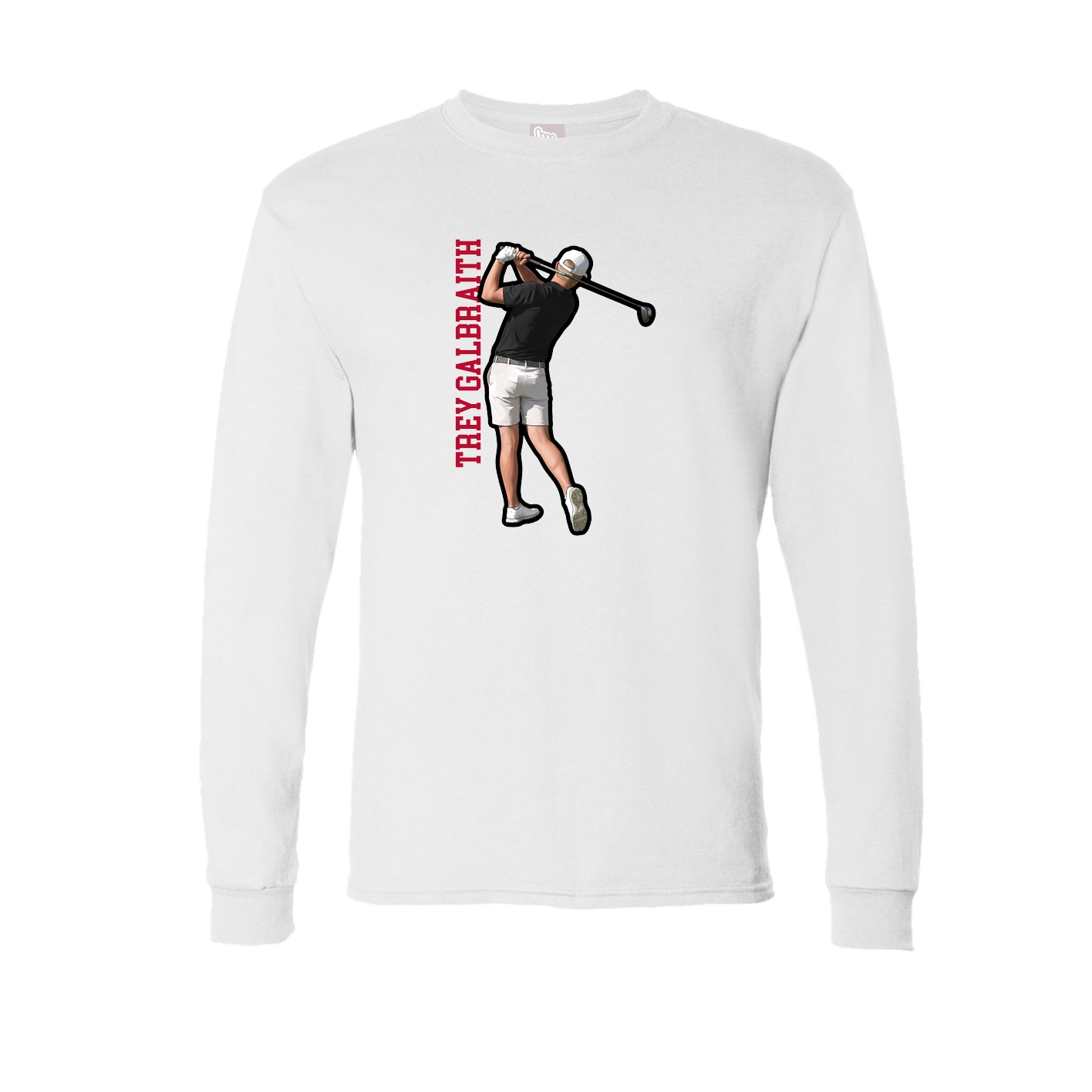 Long Sleeve Tee — Name Vertical in White