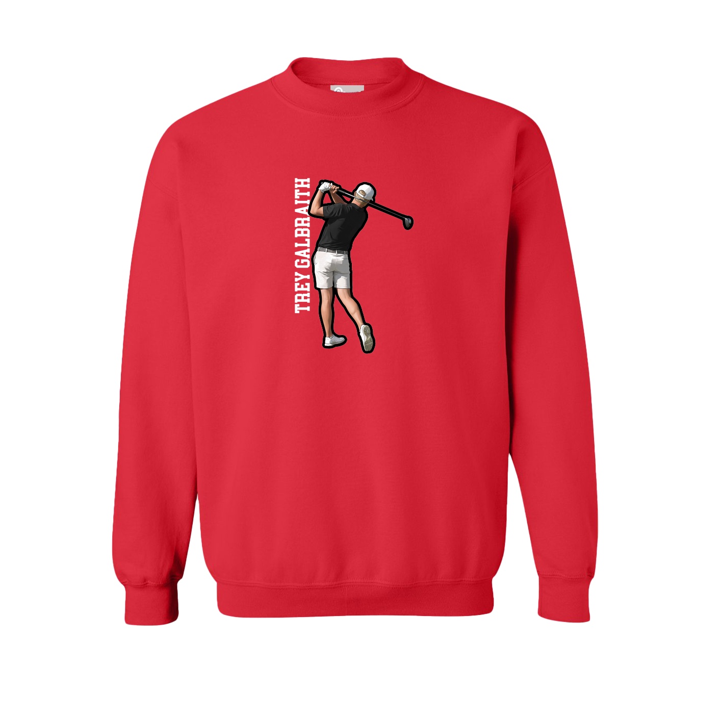 Fleece Crew — Name Vertical in Red