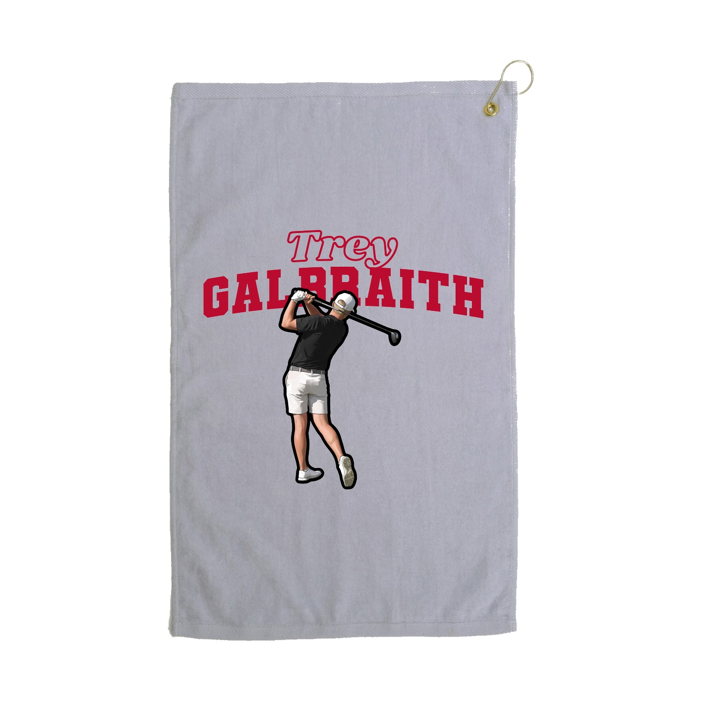 Golf Towel — Name Arch in Grey