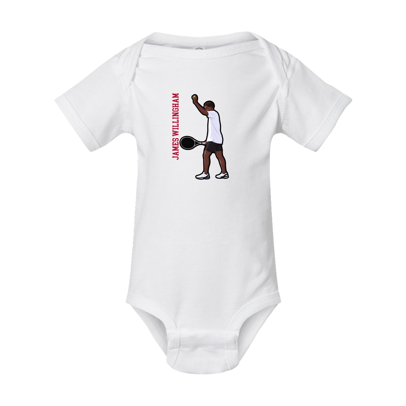 Baby Onesie — Name Vertical in White