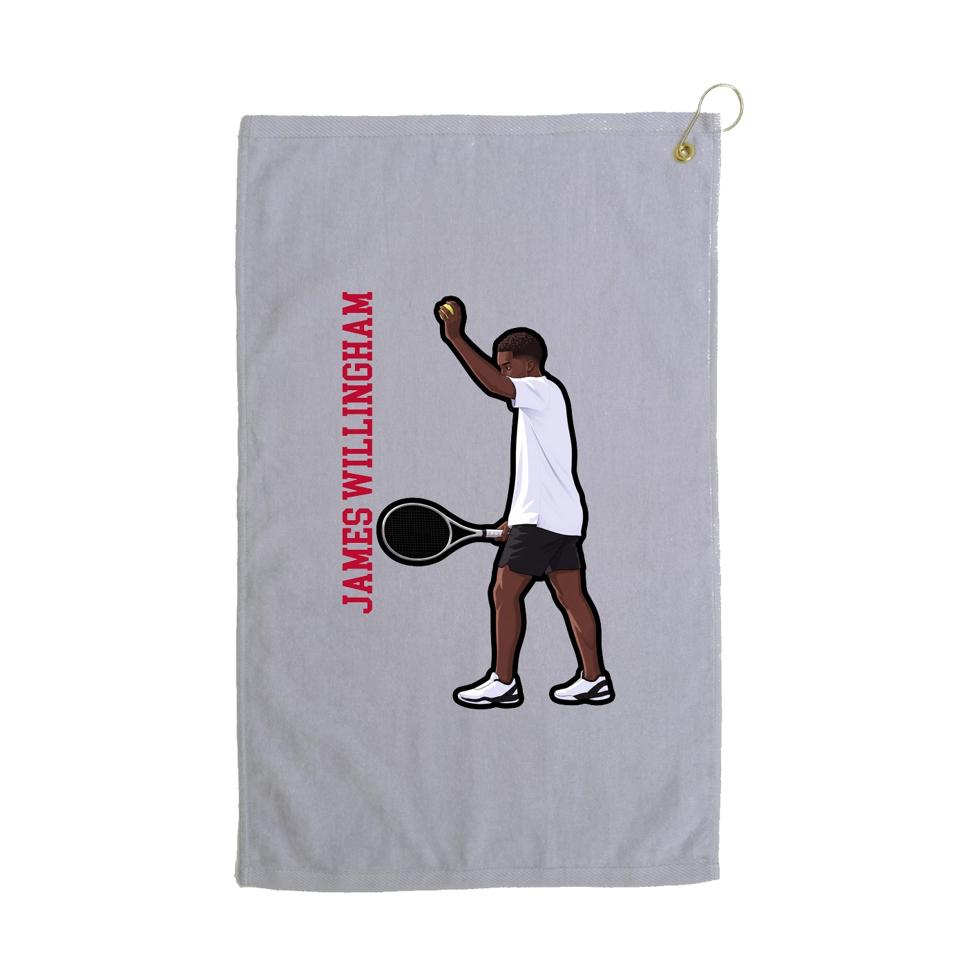 Golf Towel — Name Vertical in Grey