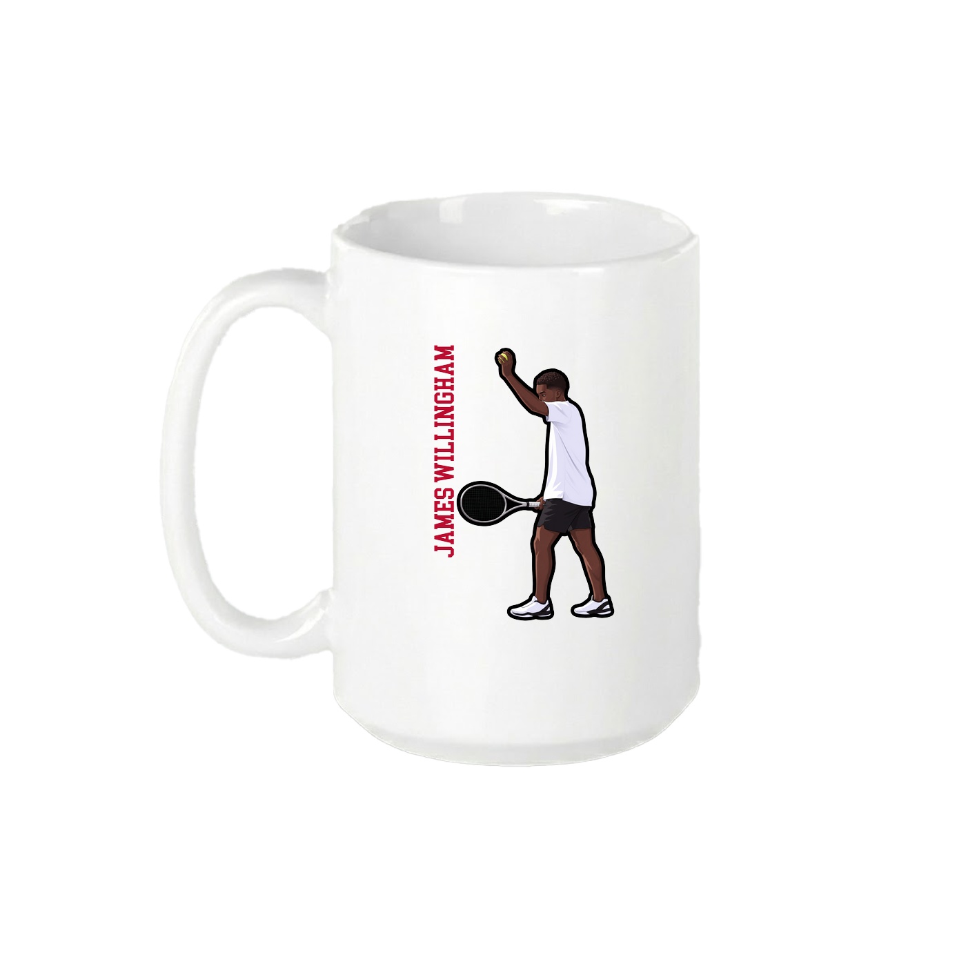 15oz Coffee Mug — Name Vertical in White