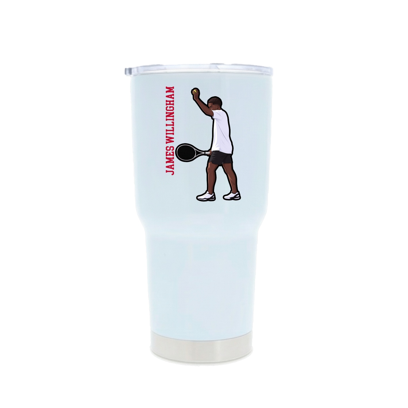 30oz Stainless Steel Tumbler — Name Vertical in White