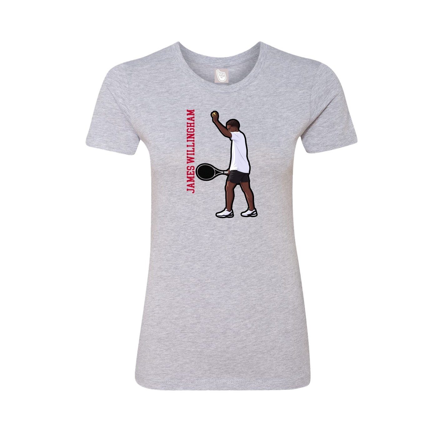 Fitted Women's Tee — Name Vertical in Grey