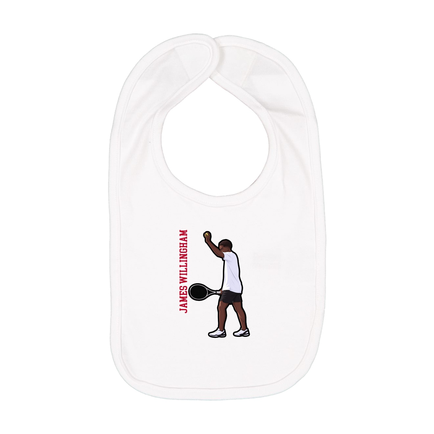 Infant Bib — Name Vertical in White