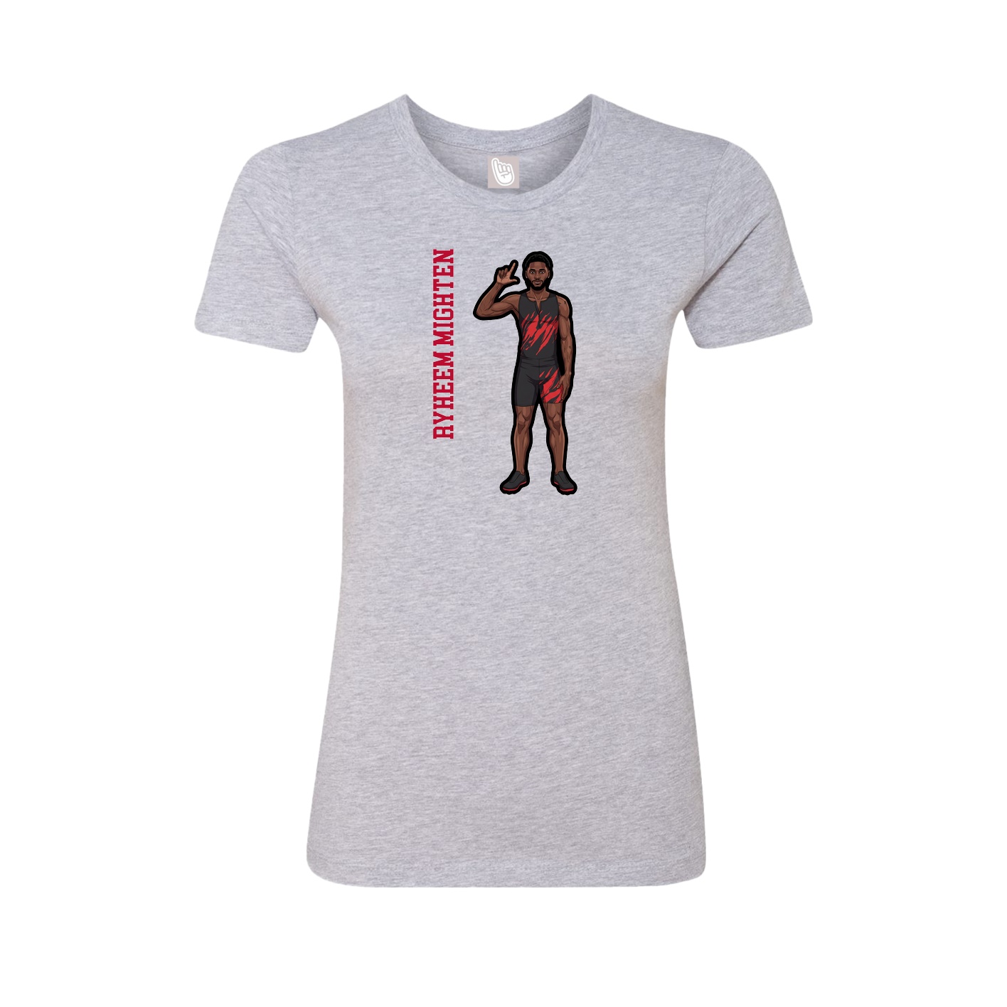 Fitted Women's Tee — Name Vertical in Grey