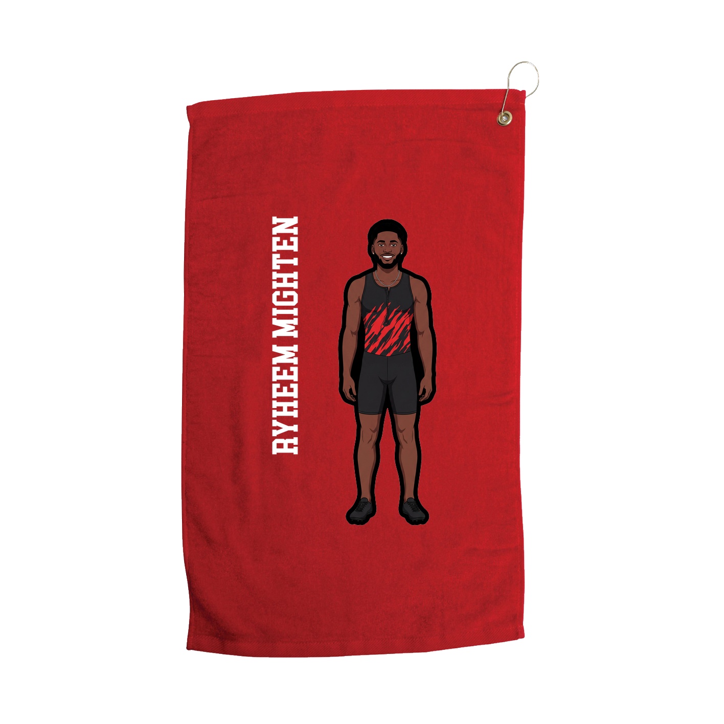 Golf Towel — Name Vertical in Red