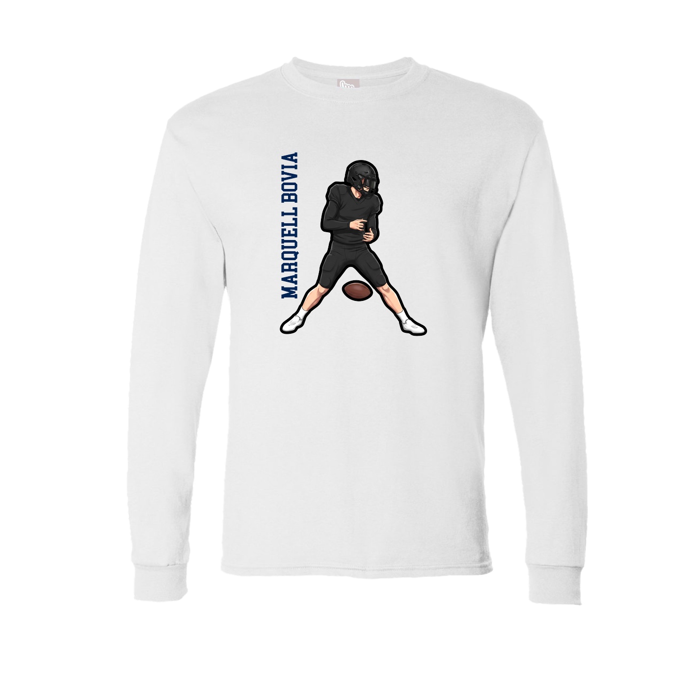Long Sleeve Tee — Name Vertical in White