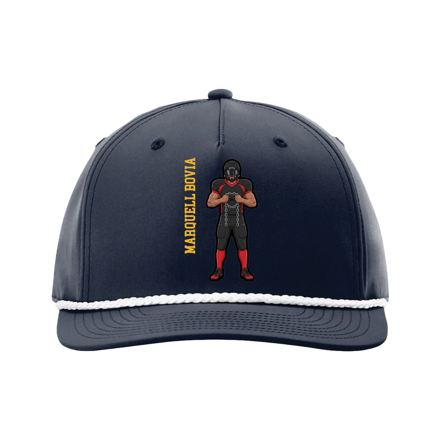Five-Panel Classic Rope Cap — Name Vertical in Navy