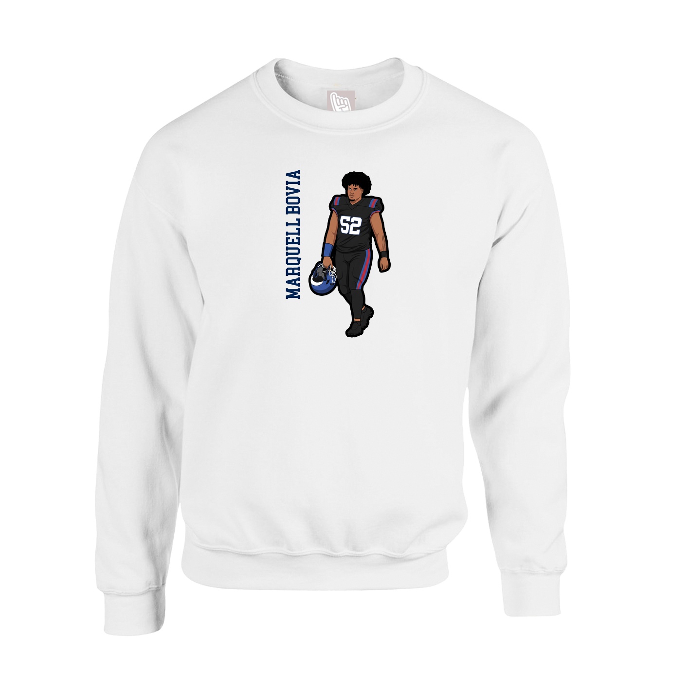Fleece Crew — Name Vertical in White