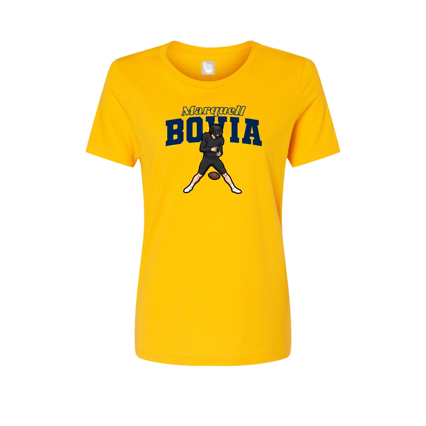 Fitted Women's Tee — Name Arch in Gold