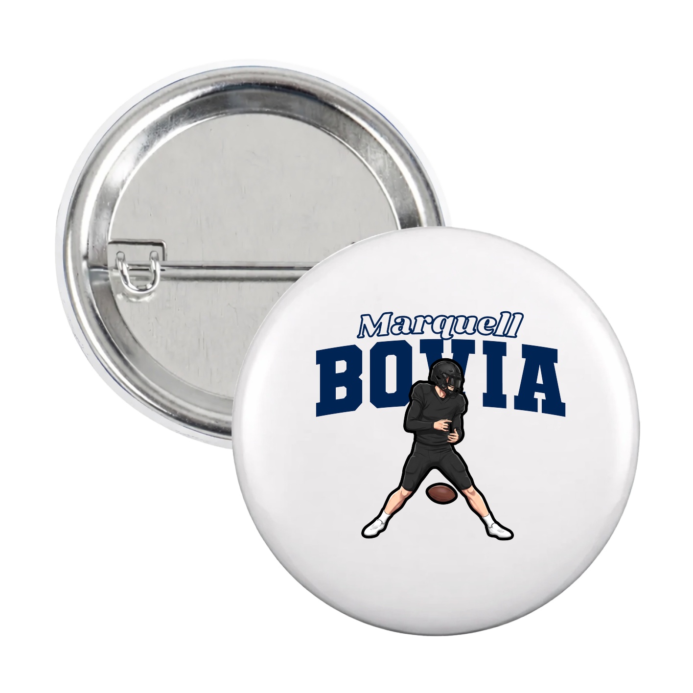 Game Day Button — Name Arch in White