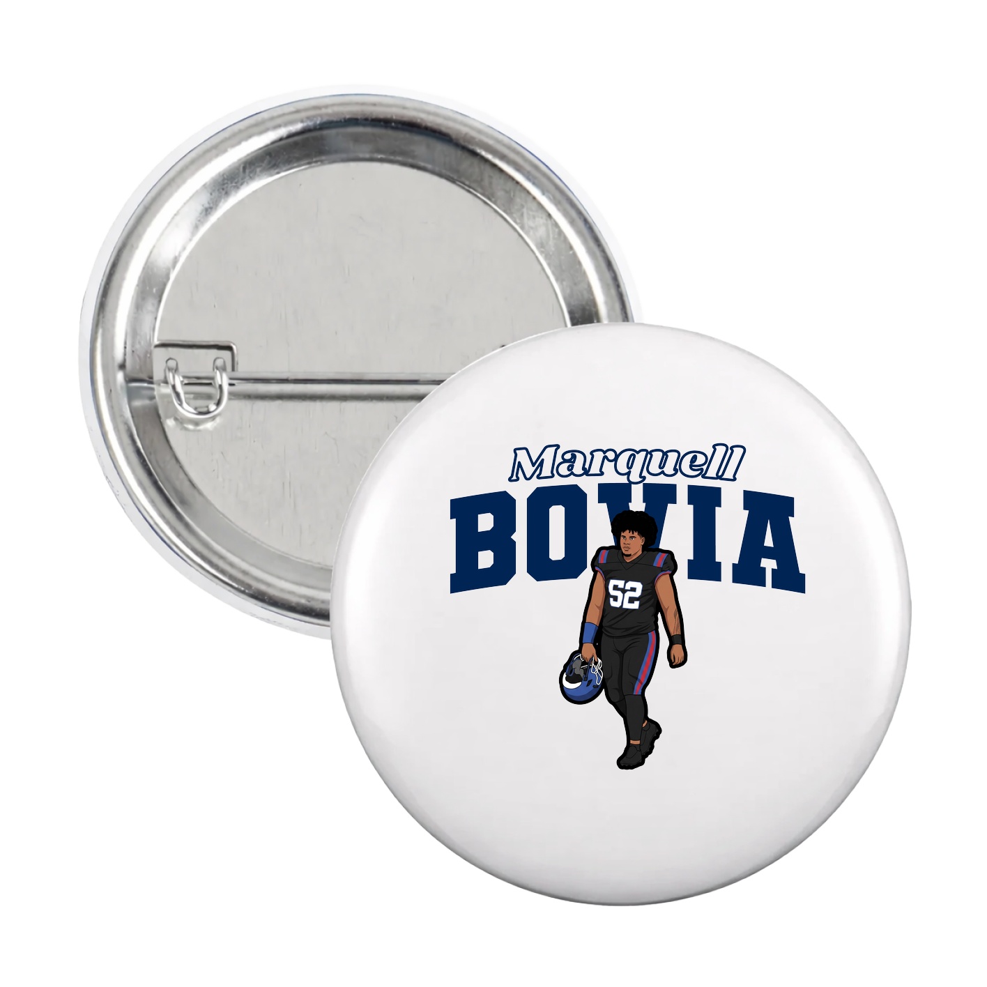 Game Day Button — Name Arch in White
