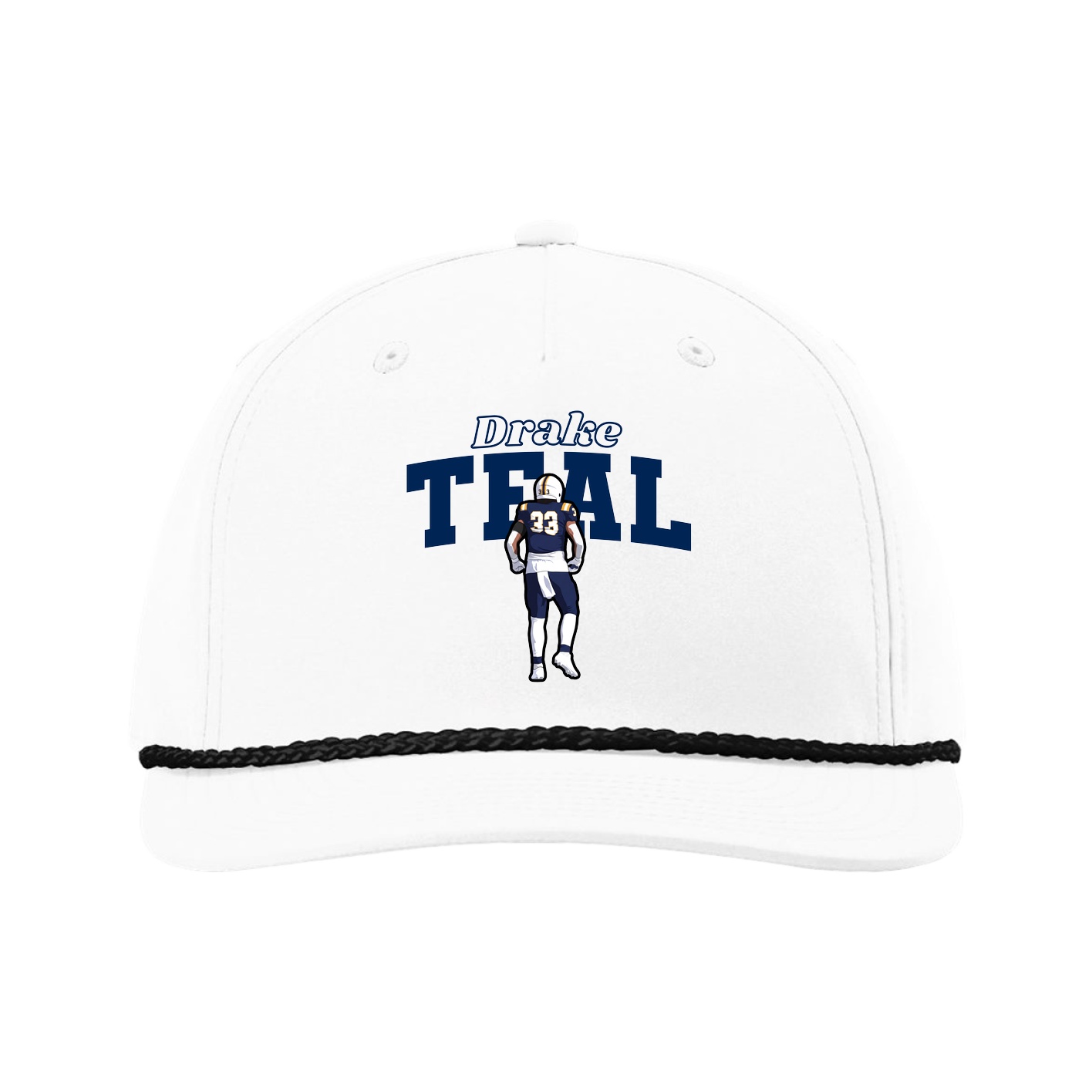 Five-Panel Classic Rope Cap — Name Arch in White