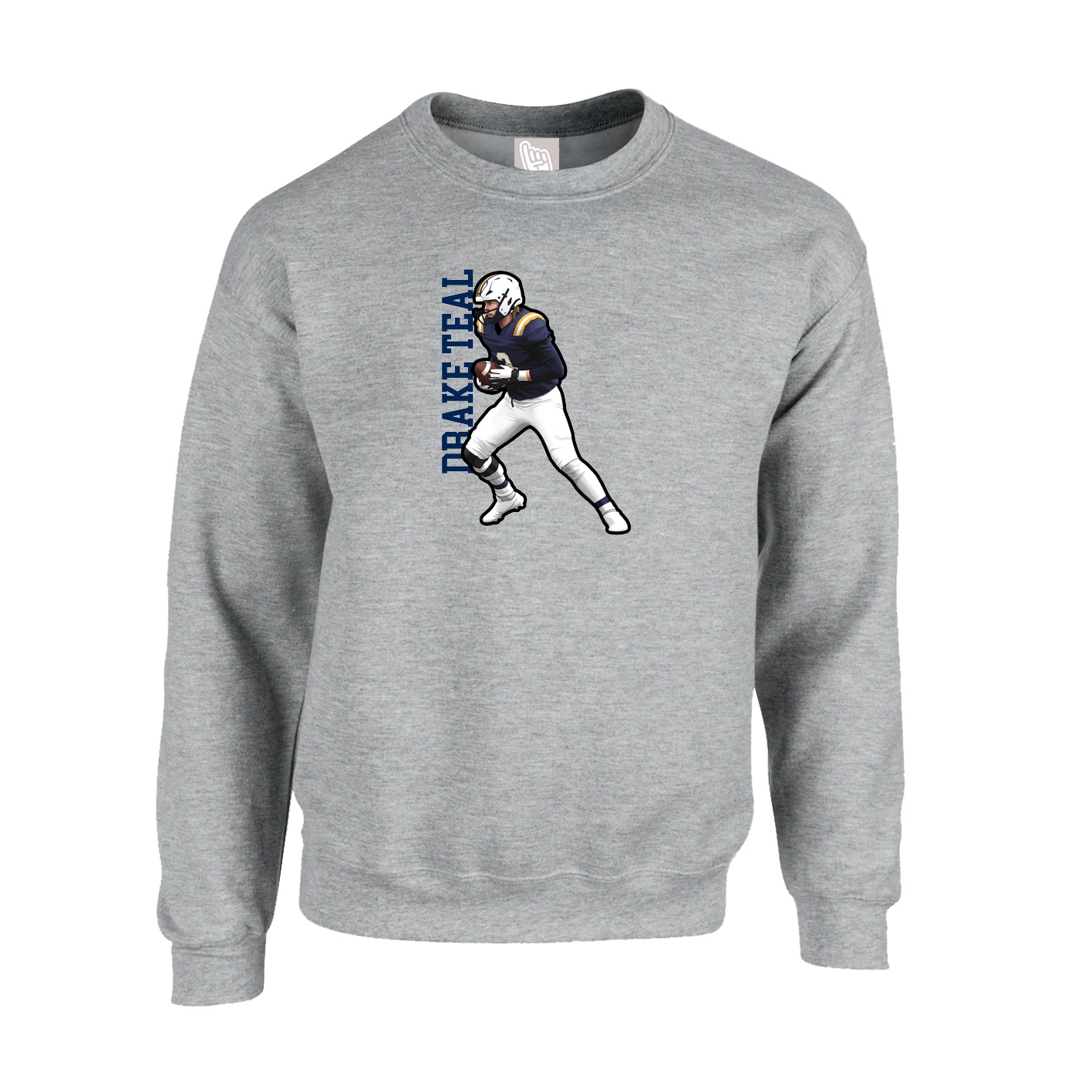 Fleece Crew — Name Vertical in Grey