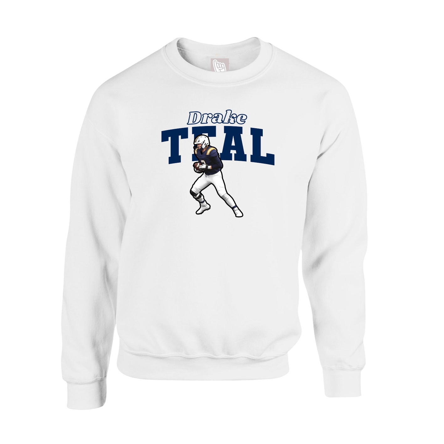 Fleece Crew — Name Arch in White